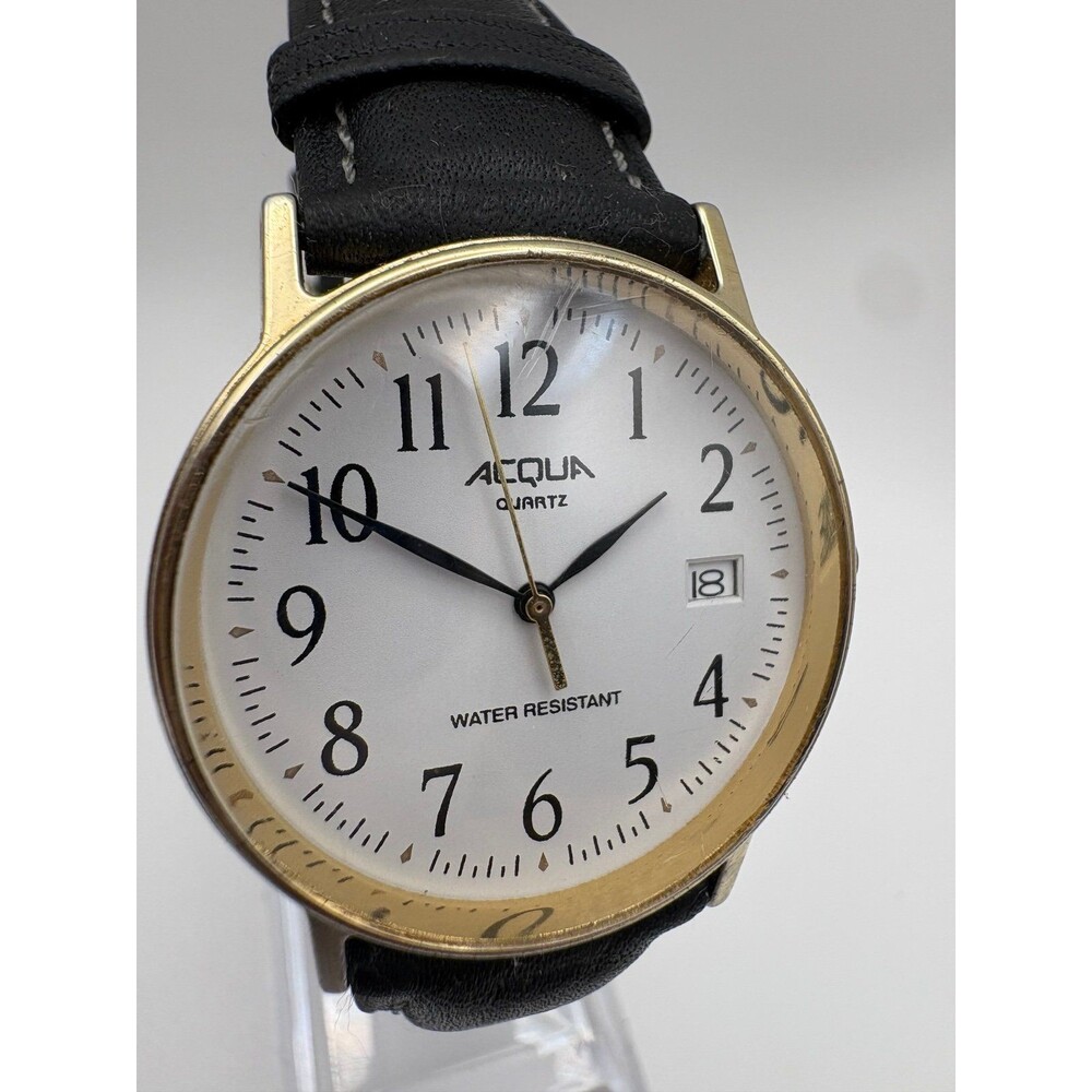 Acqua by Timex Men's Vintage Quartz Watch White Dial Date Gold Tone 36mm - Picture 3 of 8